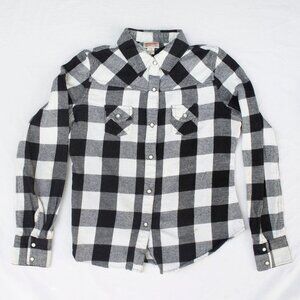 Mossimo Supply Co. Cropped Flannel - Black and White Buffalo Plaid